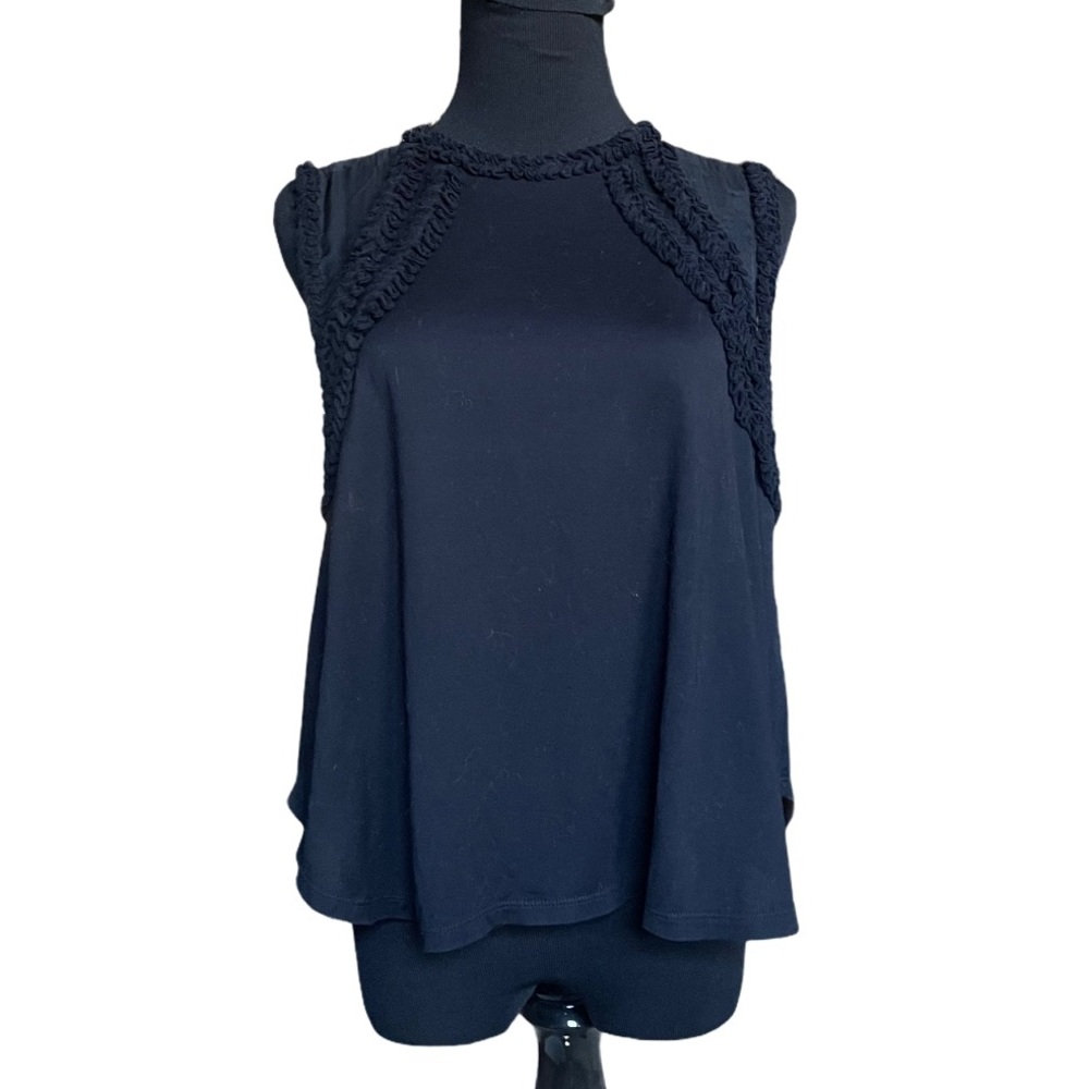 J. Crew Black Ruffle Shoulder Tank